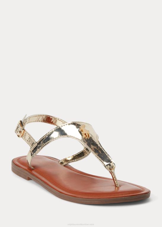 guld metallic børn Ralph Lauren tierney iv metallisk sandal i imiteret læder Z426B7283