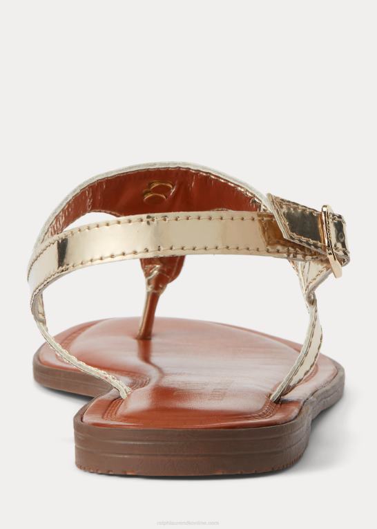 guld metallic børn Ralph Lauren tierney iv metallisk sandal i imiteret læder Z426B7283