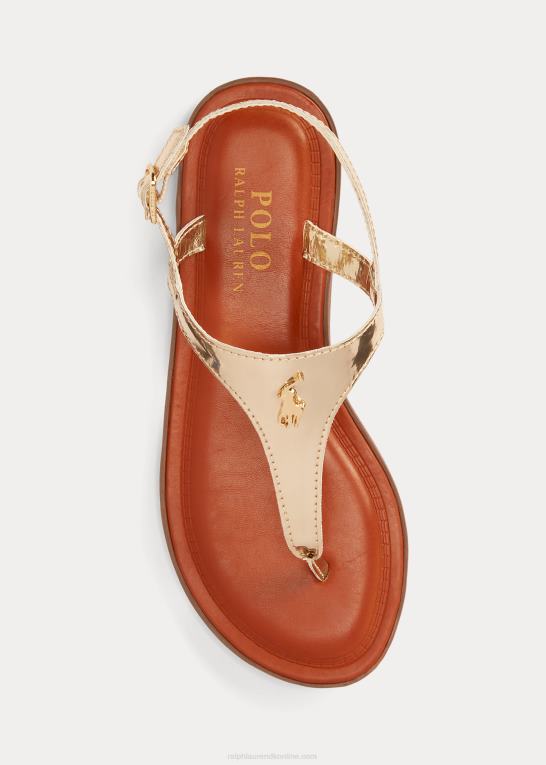 guld metallic børn Ralph Lauren tierney iv metallisk sandal i imiteret læder Z426B7283