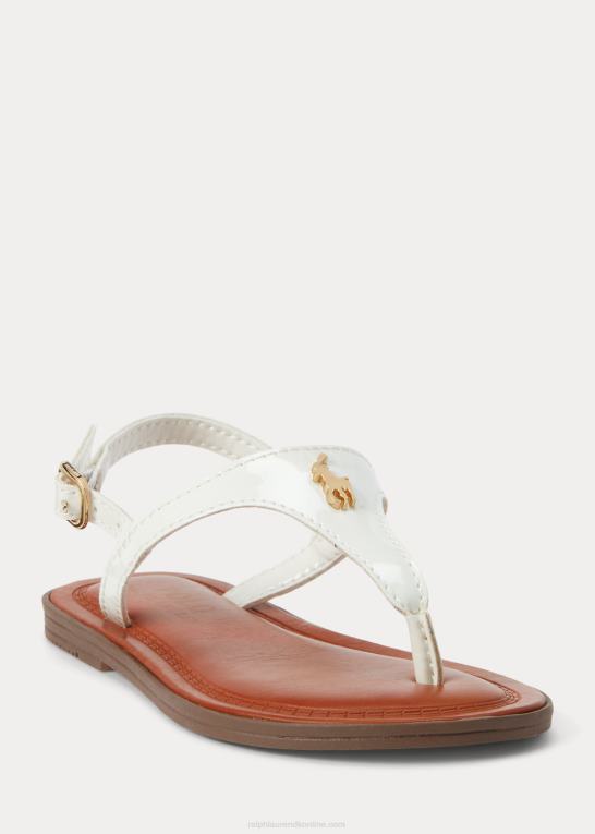 hvid patent m/guld børn Ralph Lauren tierney iv sandal i imiteret læder Z426B7262