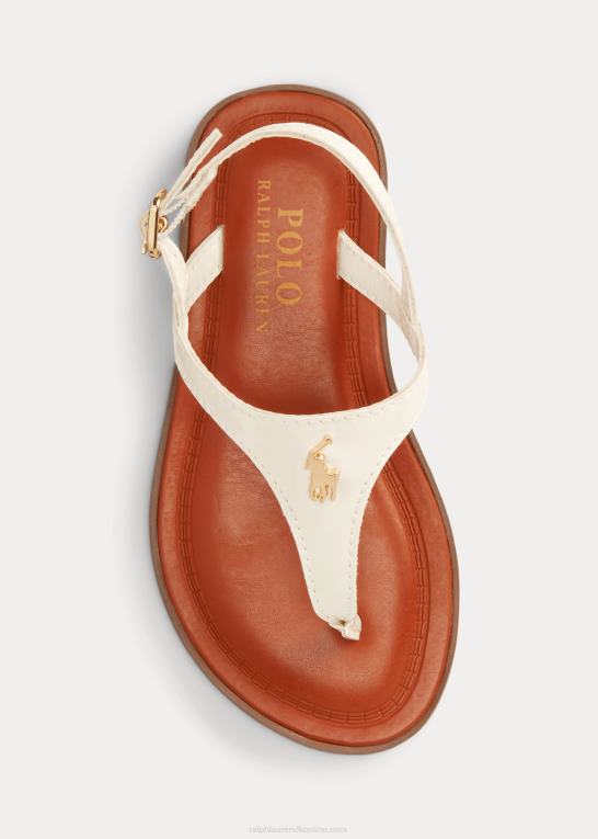 hvid patent m/guld børn Ralph Lauren tierney iv sandal i imiteret læder Z426B7262