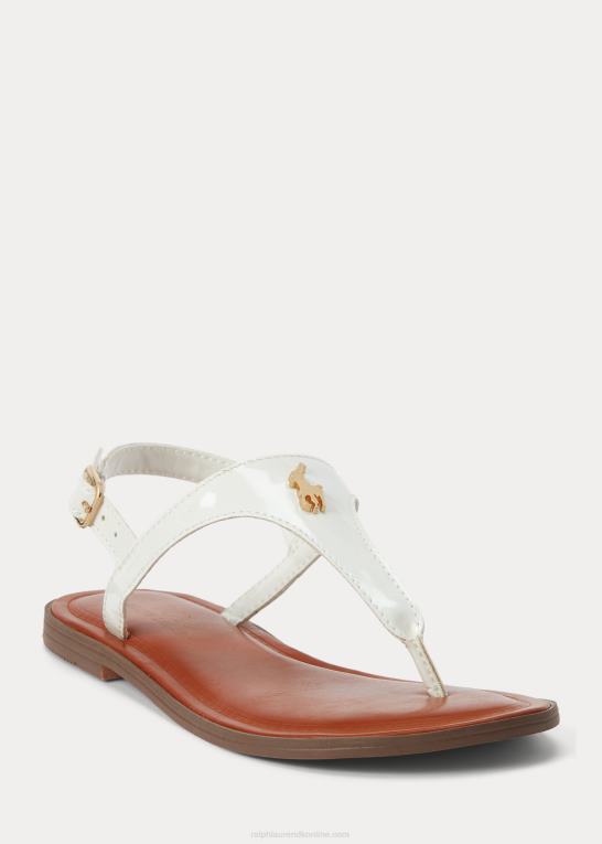 hvid patent m/guld børn Ralph Lauren tierney iv sandal i imiteret læder Z426B7279