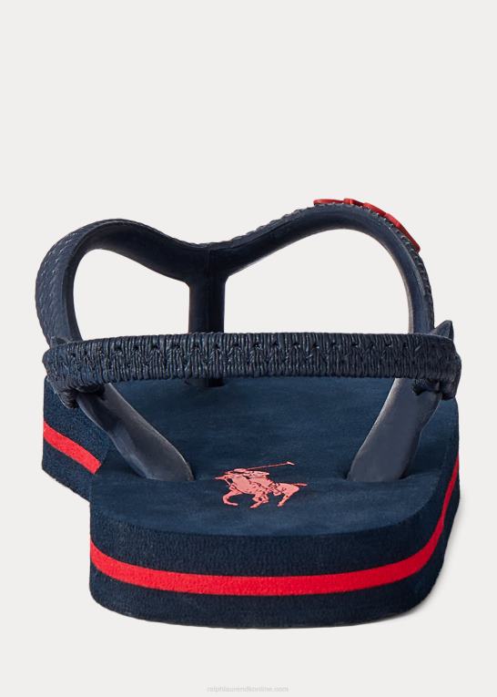 marineblå m/rød børn Ralph Lauren camino flip-flop Z426B6350