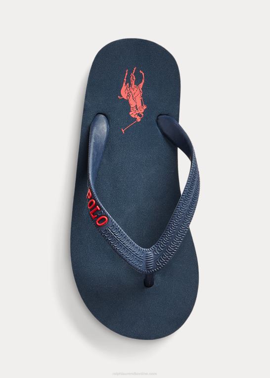 marineblå m/rød børn Ralph Lauren camino flip-flop Z426B6378