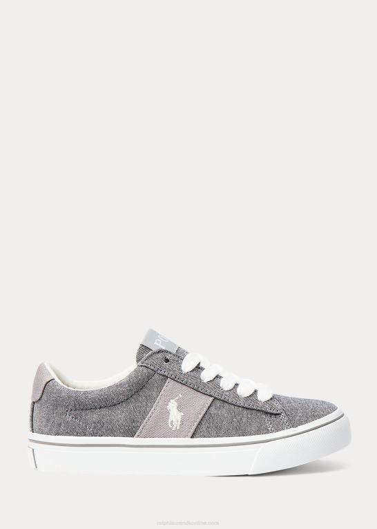 chambray blå børn Ralph Lauren sayer sneaker i bomuldslærred Z426B6380
