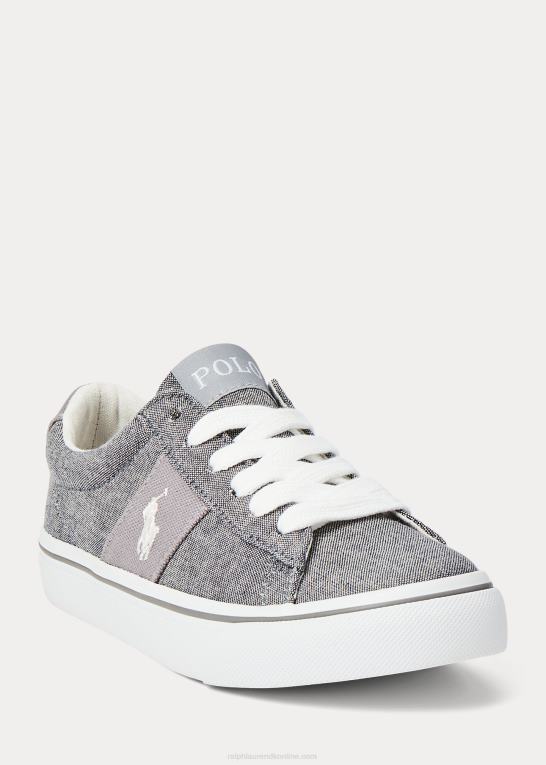 chambray blå børn Ralph Lauren sayer sneaker i bomuldslærred Z426B9892