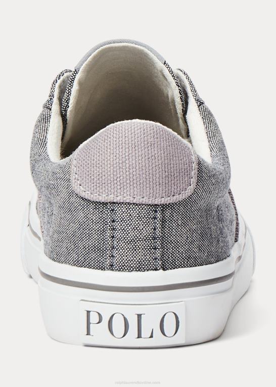 chambray blå børn Ralph Lauren sayer sneaker i bomuldslærred Z426B9892