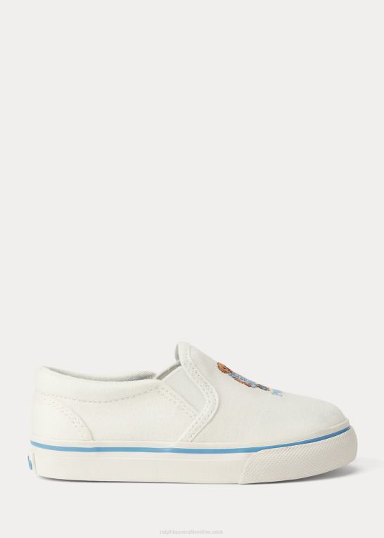 creme m/jordbærbjørn børn Ralph Lauren keaton polo bear canvas slip-on sneaker Z426B7258