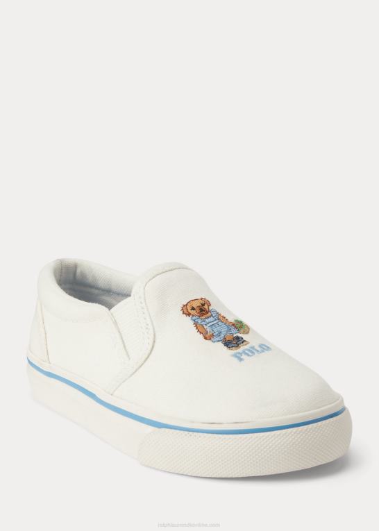creme m/jordbærbjørn børn Ralph Lauren keaton polo bear canvas slip-on sneaker Z426B7258