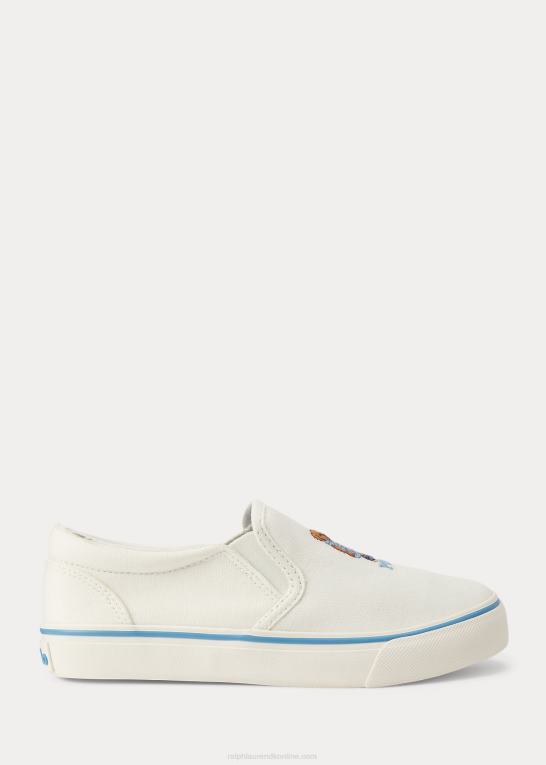 creme m/jordbærbjørn børn Ralph Lauren keaton polo bear canvas slip-on sneaker Z426B7277
