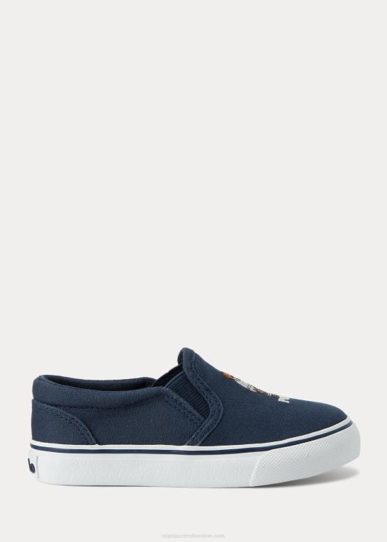 flåde børn Ralph Lauren keaton polo bear canvas slip-on sneaker Z426B6341