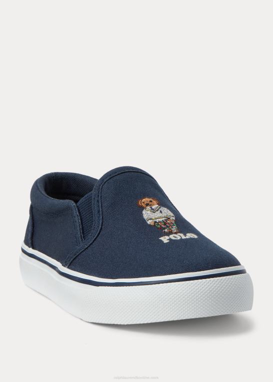 flåde børn Ralph Lauren keaton polo bear canvas slip-on sneaker Z426B6341