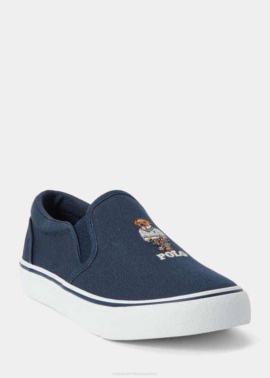 flåde børn Ralph Lauren keaton polo bear canvas slip-on sneaker Z426B6370