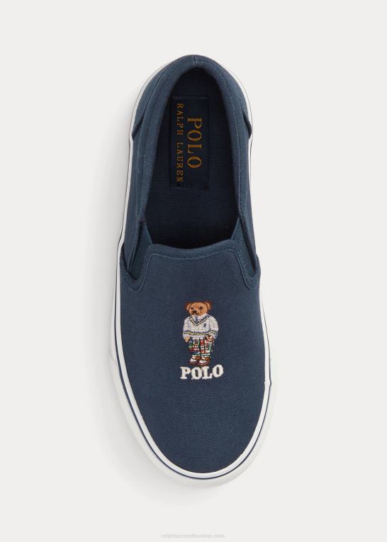 flåde børn Ralph Lauren keaton polo bear canvas slip-on sneaker Z426B6370