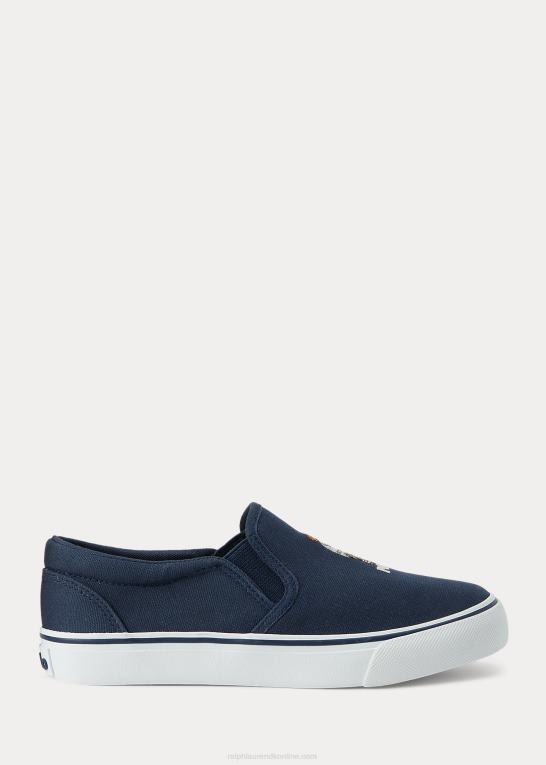 flåde børn Ralph Lauren keaton polo bear canvas slip-on sneaker Z426B9881