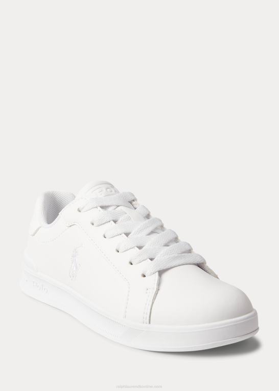 hvid børn Ralph Lauren Heritage Court ii sneaker i imiteret læder Z426B9876