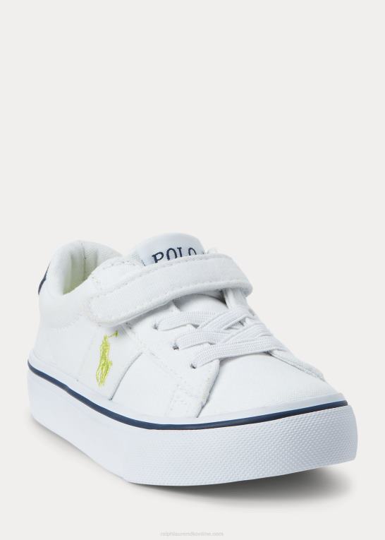 hvid børn Ralph Lauren sayer bomuldslærred ps sneaker Z426B6347