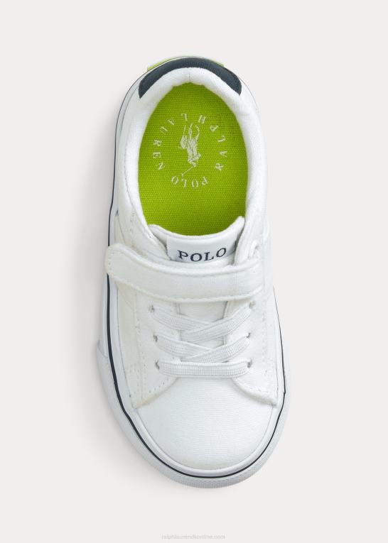 hvid børn Ralph Lauren sayer bomuldslærred ps sneaker Z426B6347