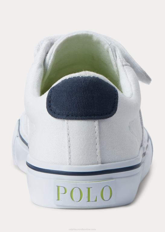hvid børn Ralph Lauren sayer bomuldslærred ps sneaker Z426B9886