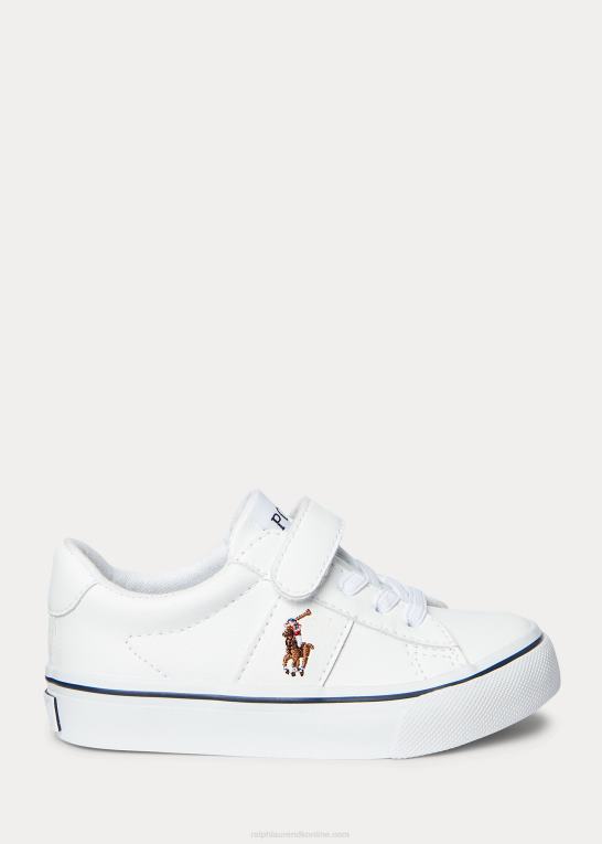 hvid multi børn Ralph Lauren sayer ps sneaker i imiteret læder Z426B6349