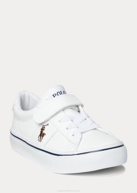 hvid multi børn Ralph Lauren sayer ps sneaker i imiteret læder Z426B6349