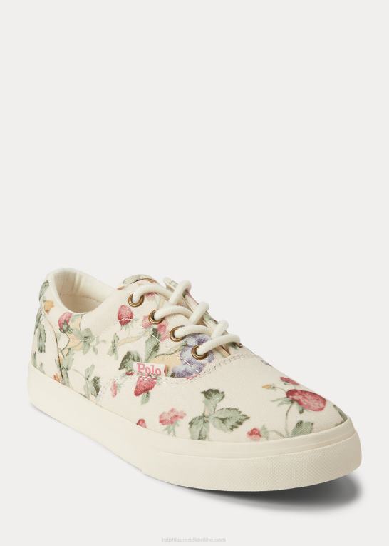 jordbær creme print børn Ralph Lauren keaton floral canvas sneaker Z426B9986