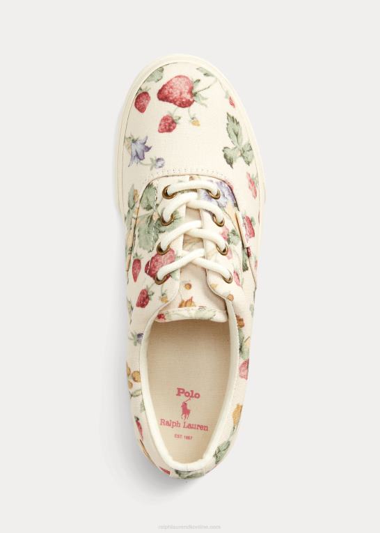 jordbær creme print børn Ralph Lauren keaton floral canvas sneaker Z426B9986