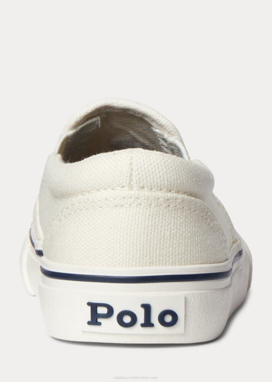 pergament creme børn Ralph Lauren keaton polo bear canvas slip-on sneaker Z426B7647