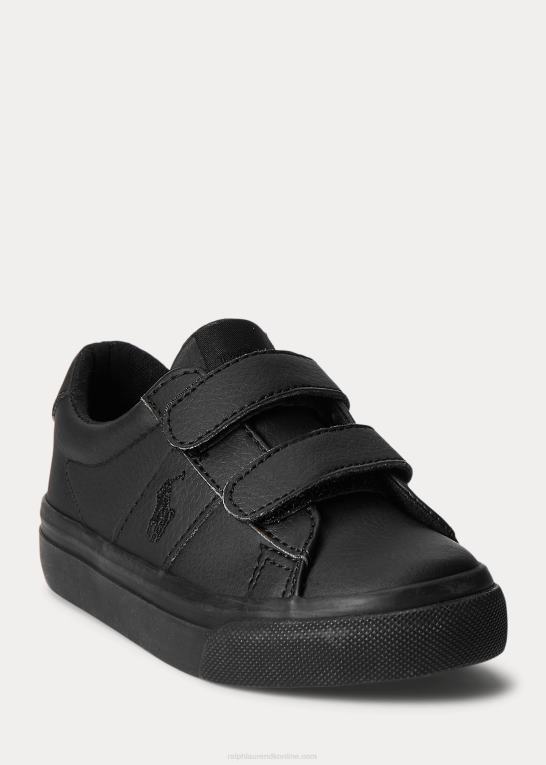 tredobbelt sort børn Ralph Lauren sayer ez sneaker i imiteret læder Z426B6351