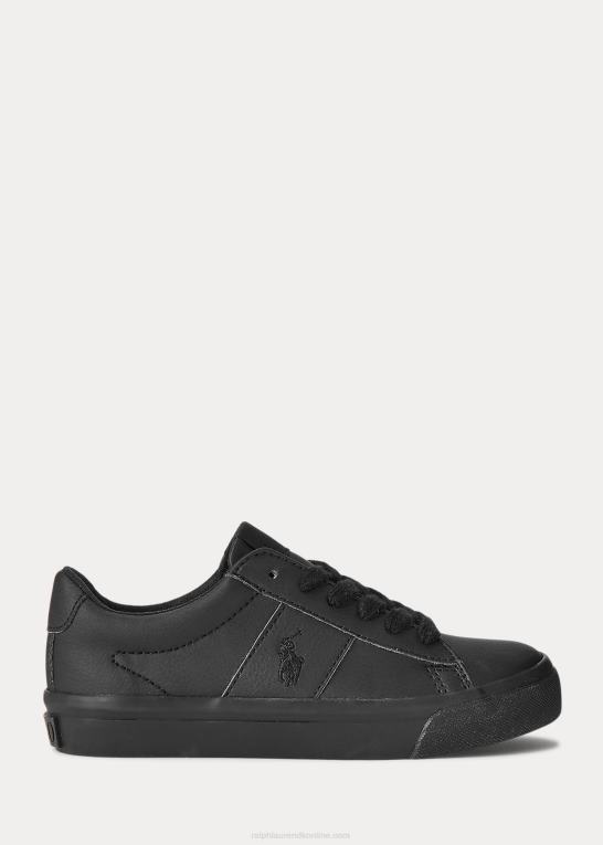 tredobbelt sort børn Ralph Lauren sayer sneaker i imiteret læder Z426B6379