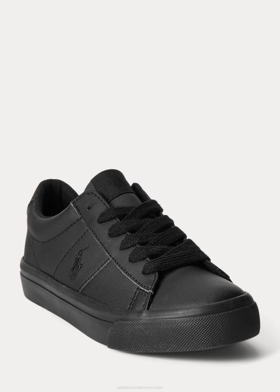 tredobbelt sort børn Ralph Lauren sayer sneaker i imiteret læder Z426B6379