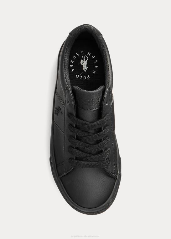 tredobbelt sort børn Ralph Lauren sayer sneaker i imiteret læder Z426B9889