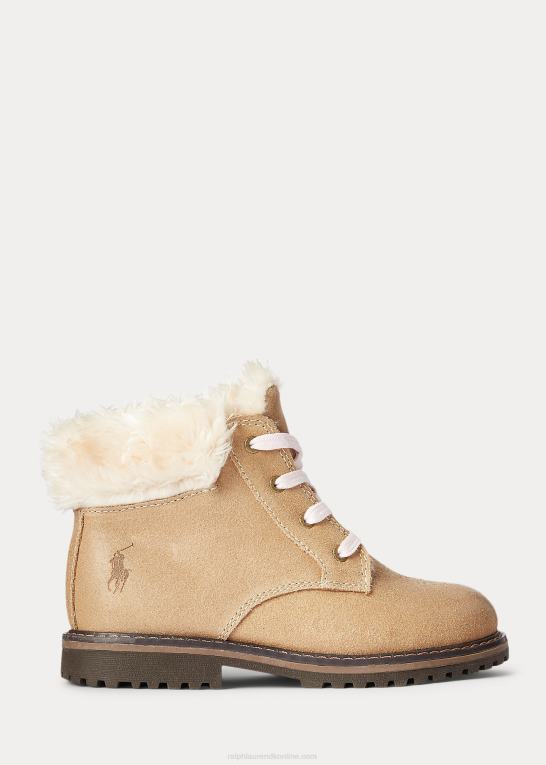 børn Ralph Lauren burnley fleeceforet læderstøvle Z426B7656