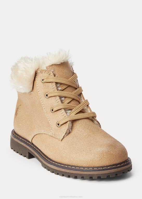 børn Ralph Lauren burnley fleeceforet læderstøvle Z426B7656