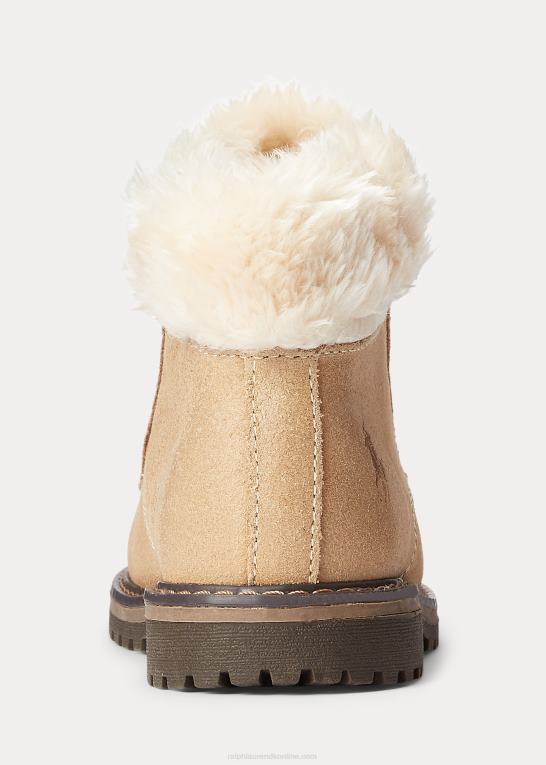 børn Ralph Lauren burnley fleeceforet læderstøvle Z426B7656