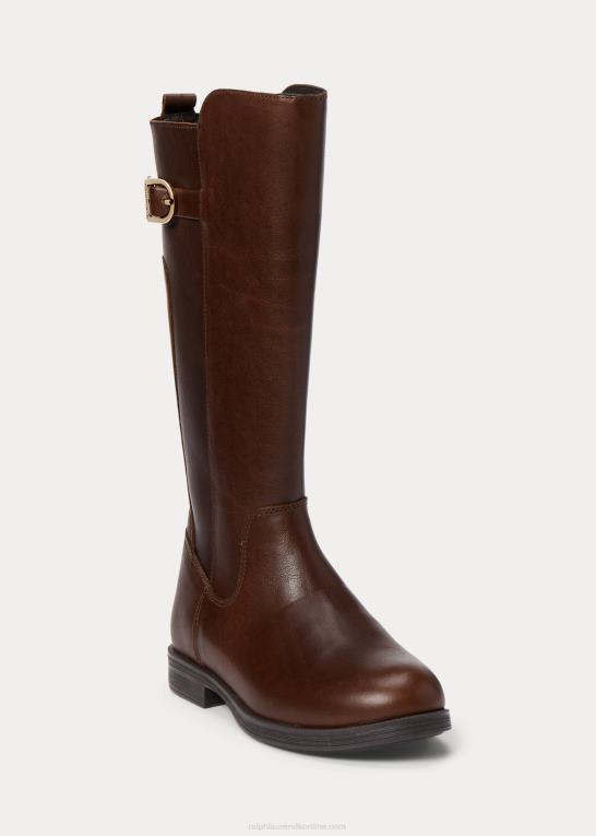 brunt poleret læder børn Ralph Lauren læder ridestøvle Z426B7296