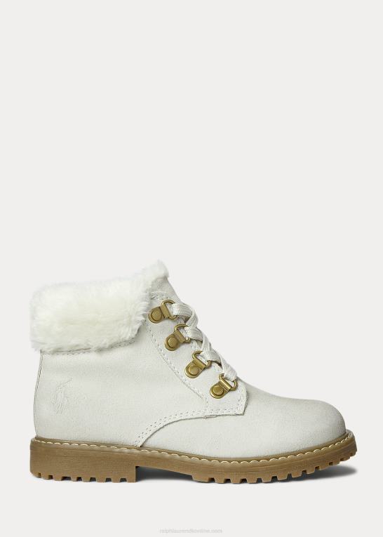 creme ruskind børn Ralph Lauren burnley faux-shearling ruskindsstøvle Z426B7652