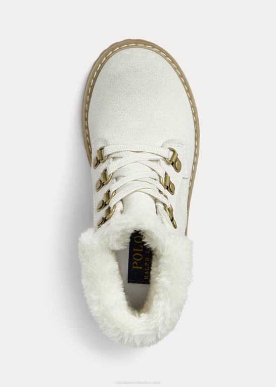 creme ruskind børn Ralph Lauren burnley faux-shearling ruskindsstøvle Z426B7652