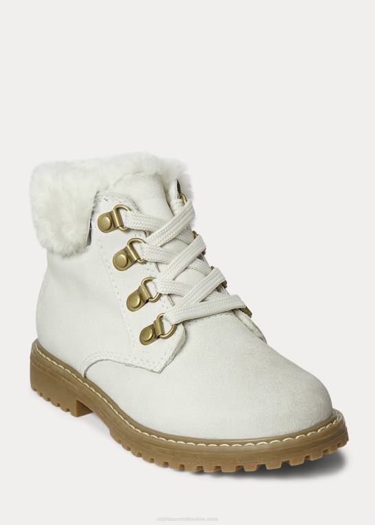 creme ruskind børn Ralph Lauren burnley faux-shearling ruskindsstøvle Z426B7654