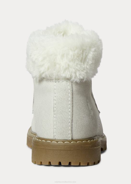 creme ruskind børn Ralph Lauren burnley faux-shearling ruskindsstøvle Z426B7654