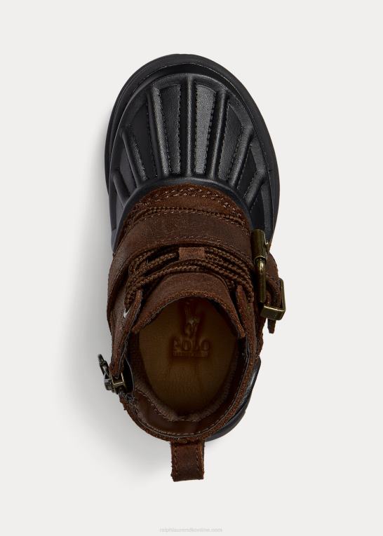 mørkebrun/sort børn Ralph Lauren oslo høj ruskindsstøvle Z426B6695
