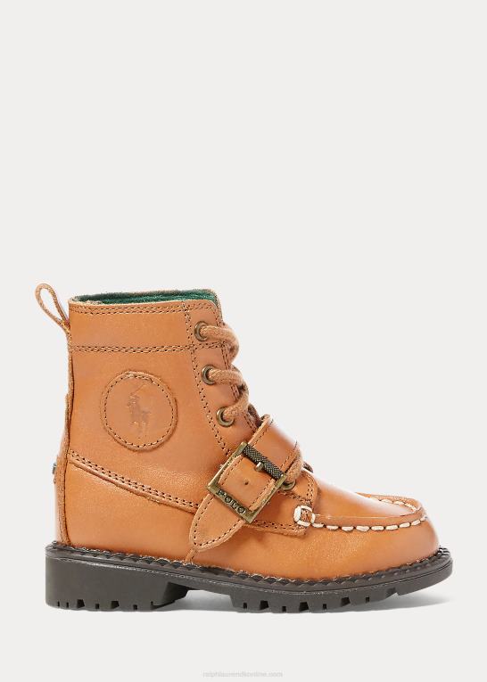 solbrun poleret læder børn Ralph Lauren læder ranger hi ii støvle Z426B6354