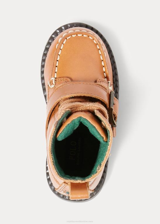 solbrun poleret læder børn Ralph Lauren læder ranger hi ii støvle Z426B6354