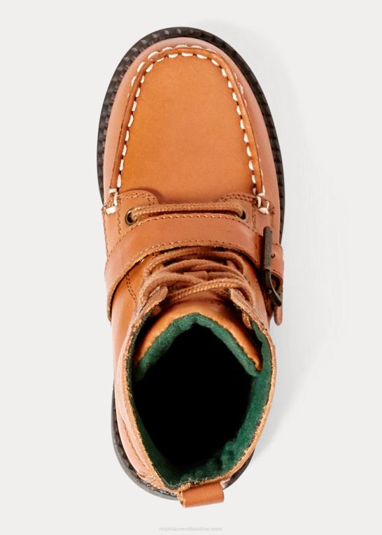 solbrun poleret læder børn Ralph Lauren læder ranger hi ii støvle Z426B9896