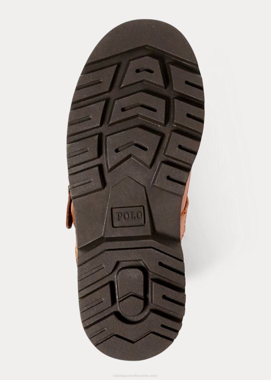 solbrun poleret læder børn Ralph Lauren læder ranger hi ii støvle Z426B9896