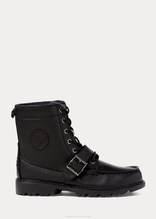 sort læder børn Ralph Lauren læder ranger hi ii støvle Z426B6382