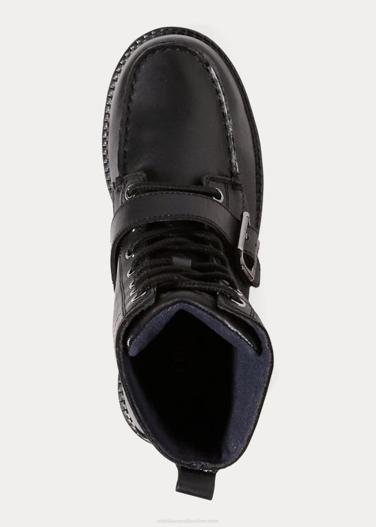 sort læder børn Ralph Lauren læder ranger hi ii støvle Z426B6382