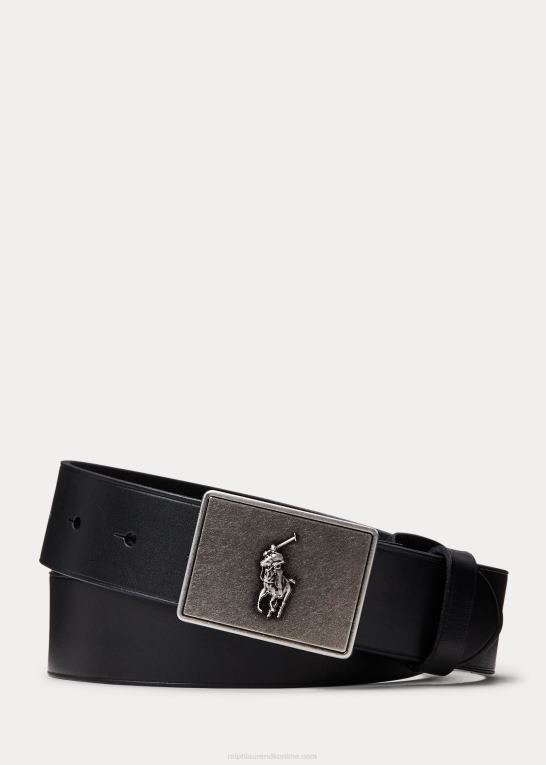sort børn Ralph Lauren stort pony-spænde læderbælte Z426B6244