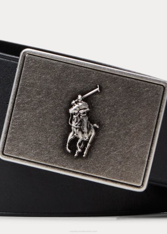 sort børn Ralph Lauren stort pony-spænde læderbælte Z426B6244