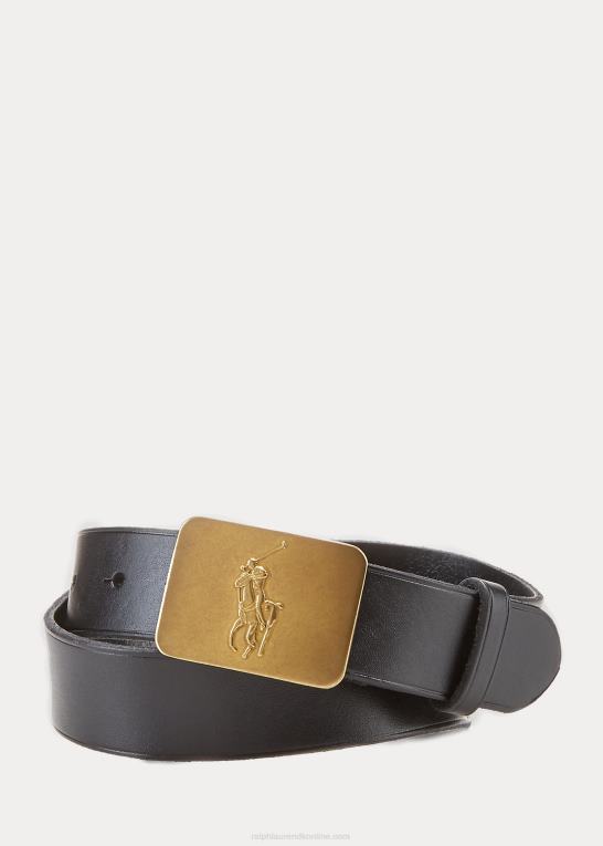 sort børn Ralph Lauren stort pony-spænde læderbælte Z426B6328